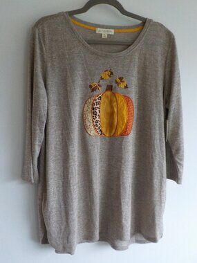 Cactus + Pearl Sweater Top - X-Large - NWT - Brown Pumpkin 3/4 Sleeve (2225)